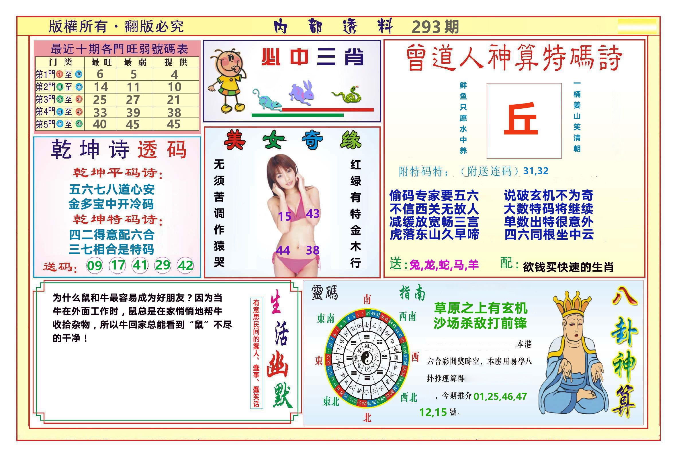 澳门内部透料B 第293期