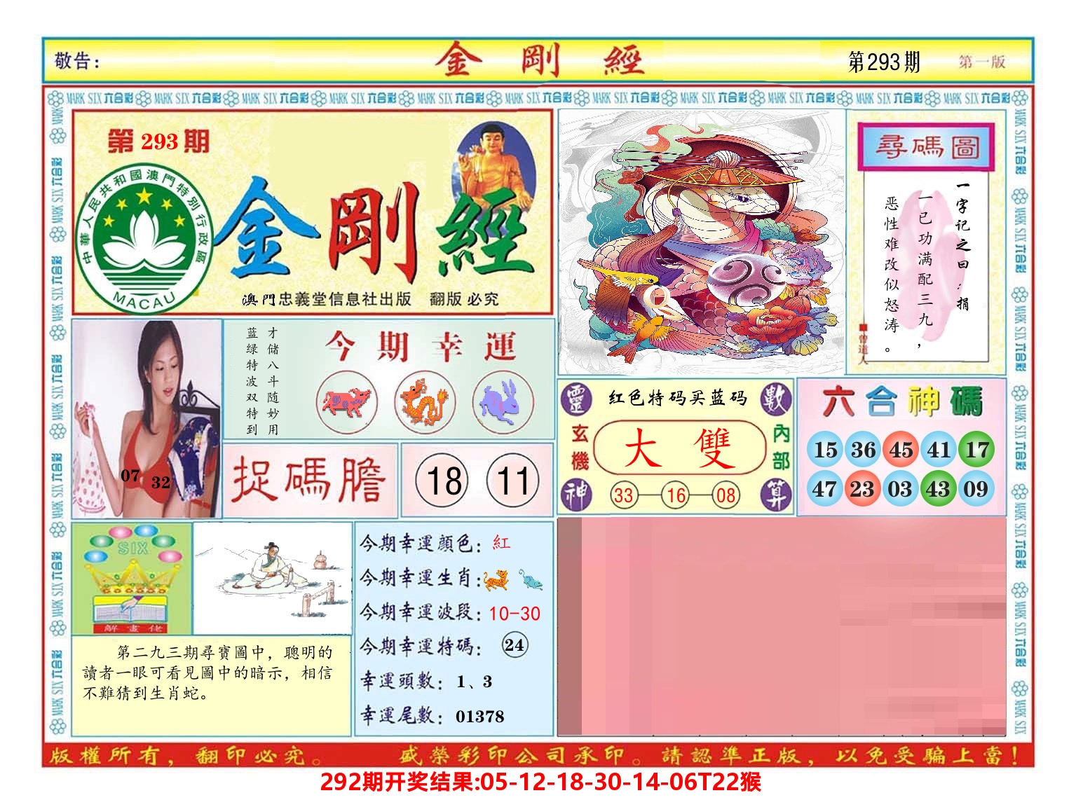 澳门金刚经 第293期