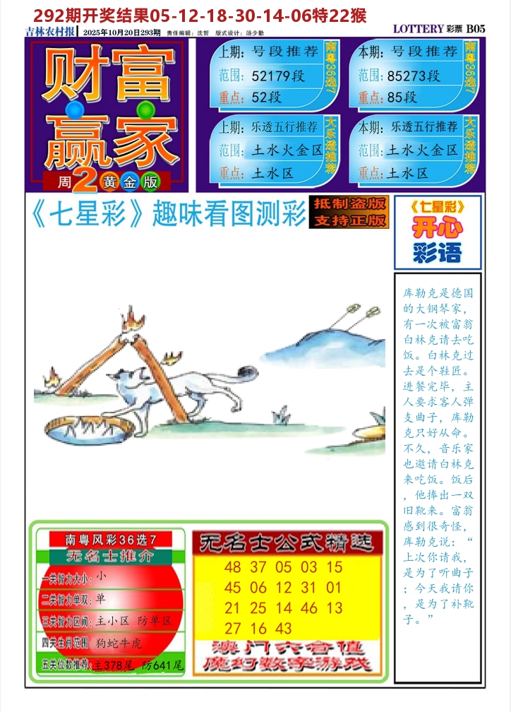 七星彩图A 第293期