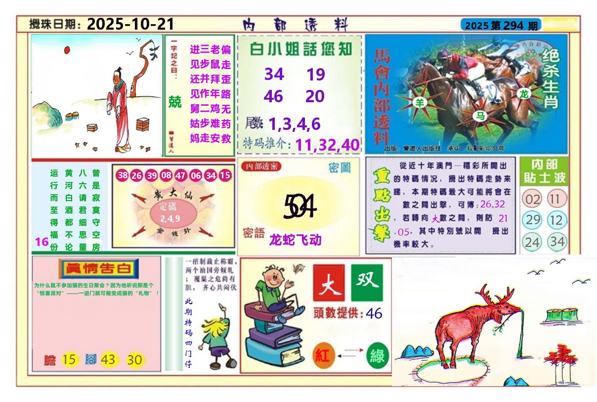 澳门内部透料A 第294期