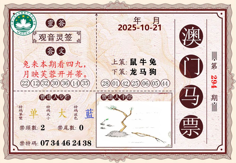 澳门马票 第294期
