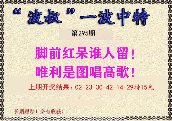 波叔中特 第295期