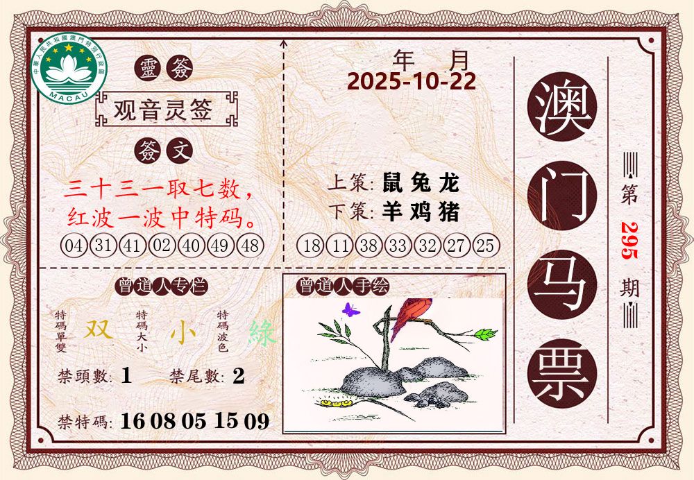 澳门马票 第295期