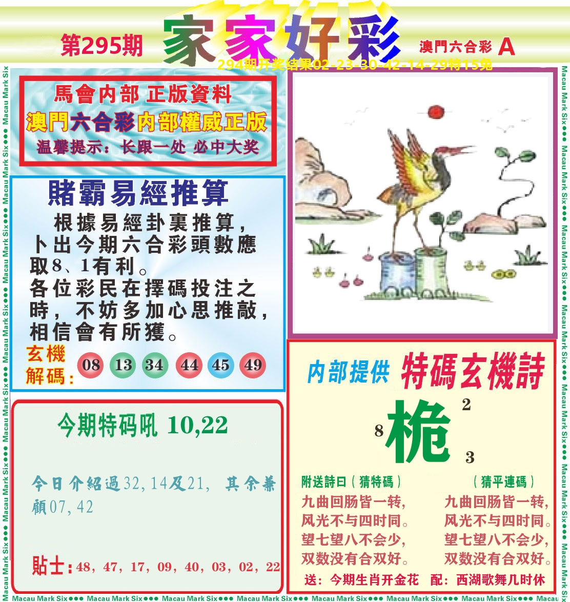 家家好彩A 第295期