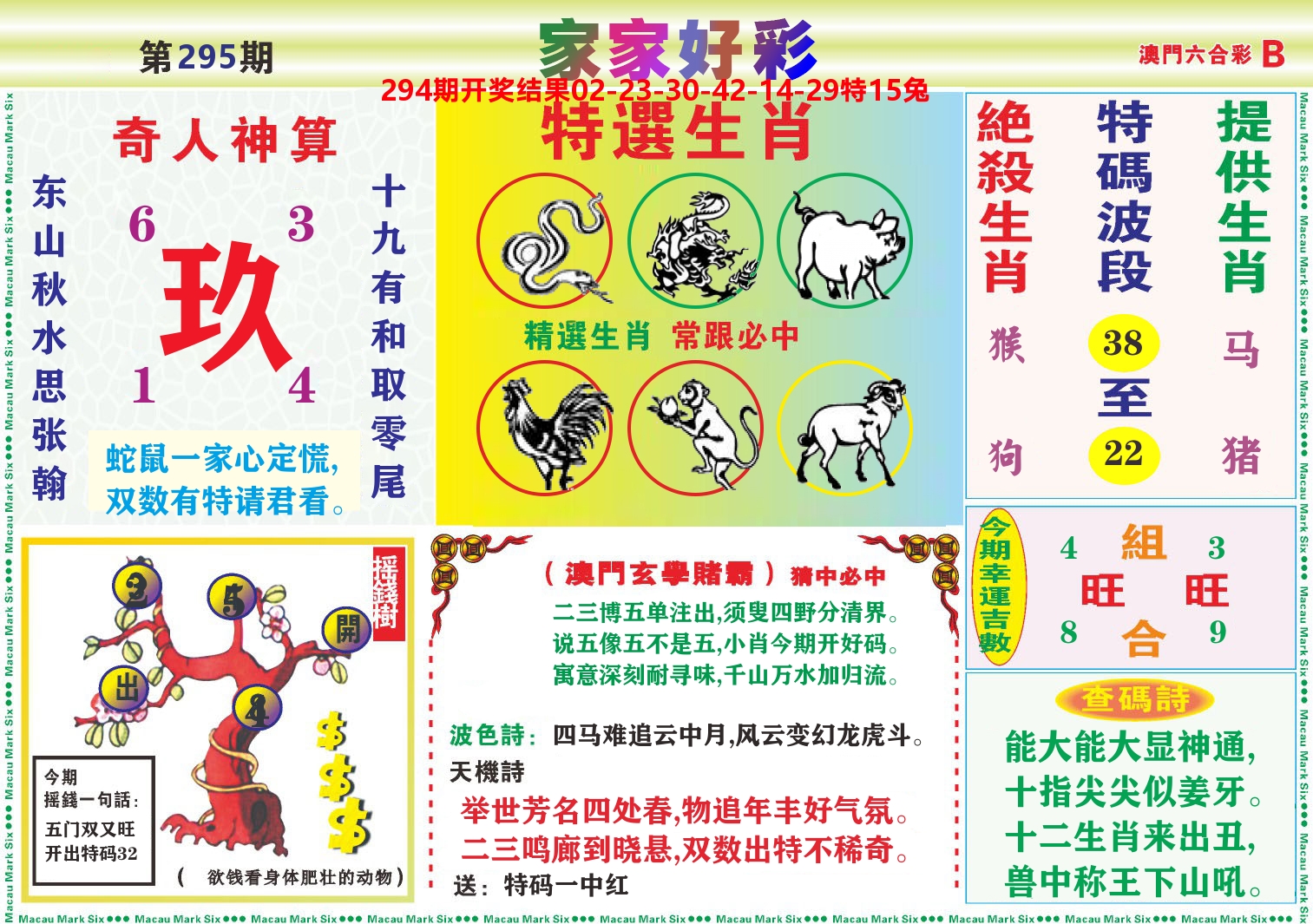 家家好彩B 第295期