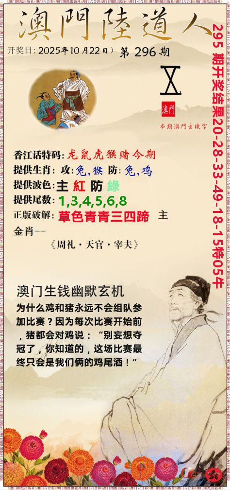 澳门陆道人 第296期