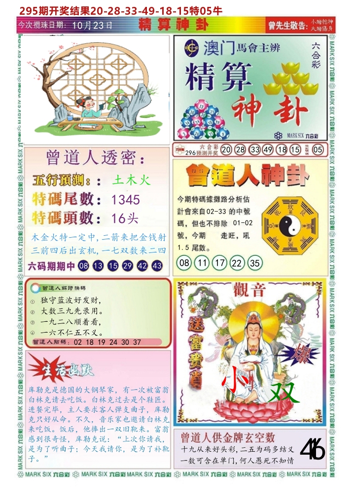 澳门精算神卦 第296期