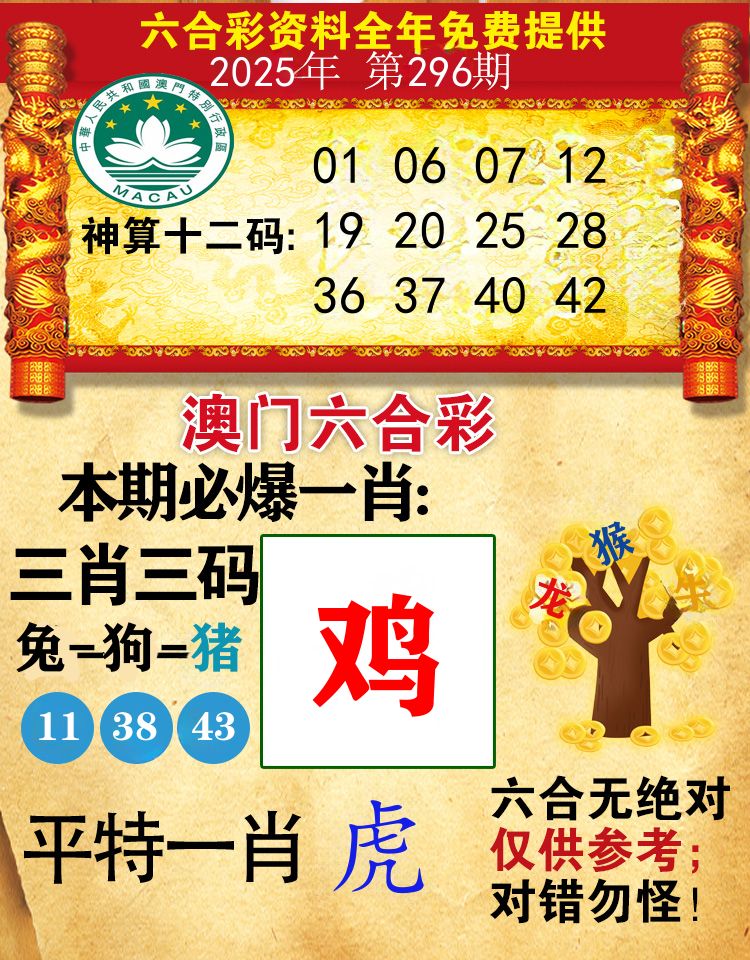 澳门必爆 第296期