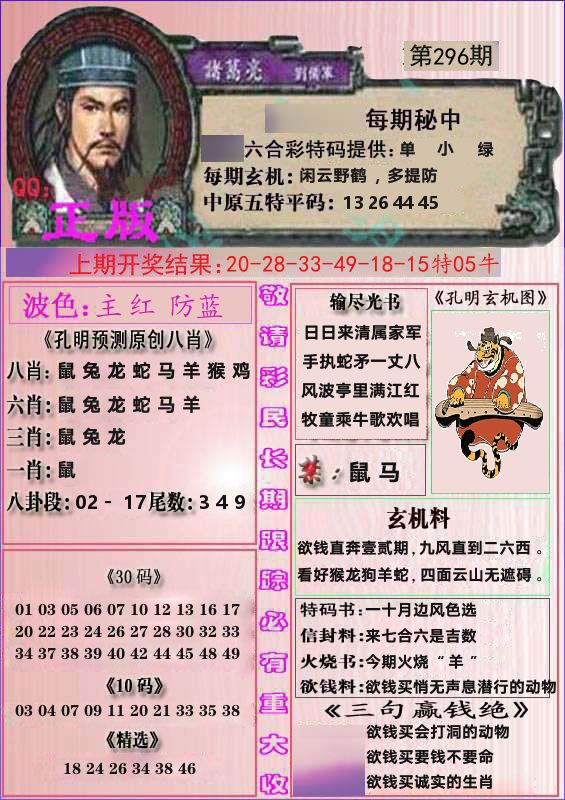 诸葛亮正版 第296期