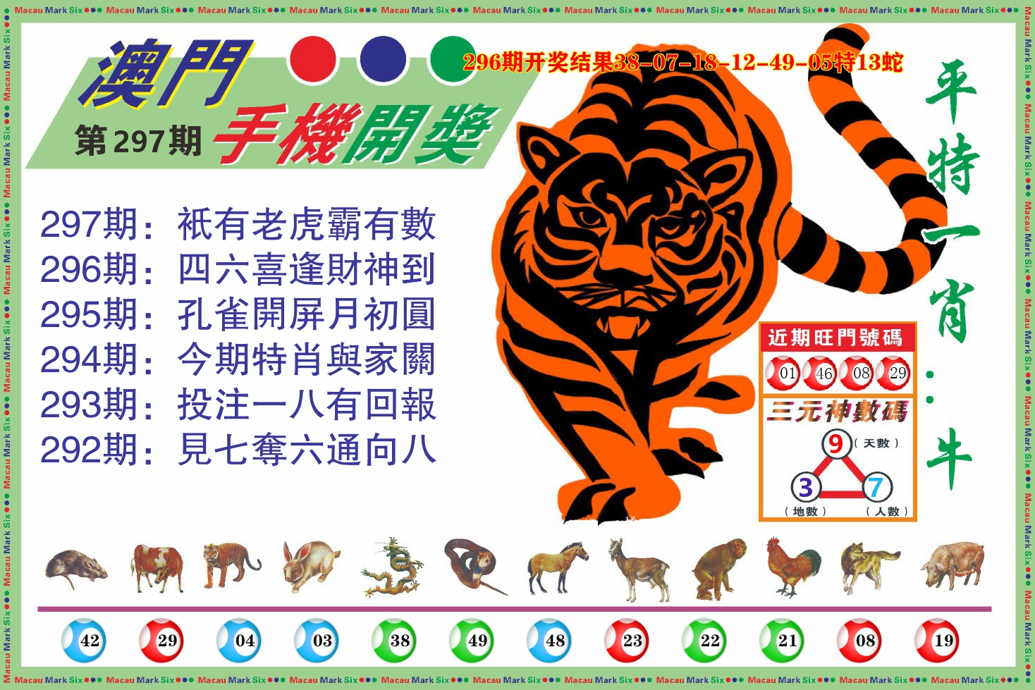 澳门开奖报 第297期