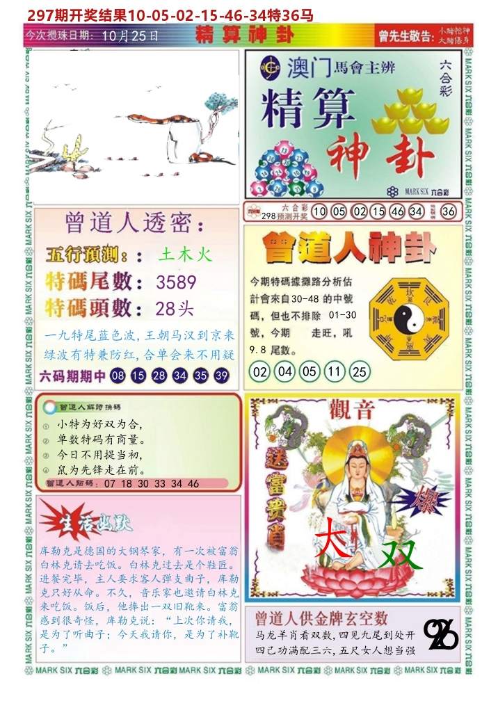 澳门精算神卦 第298期