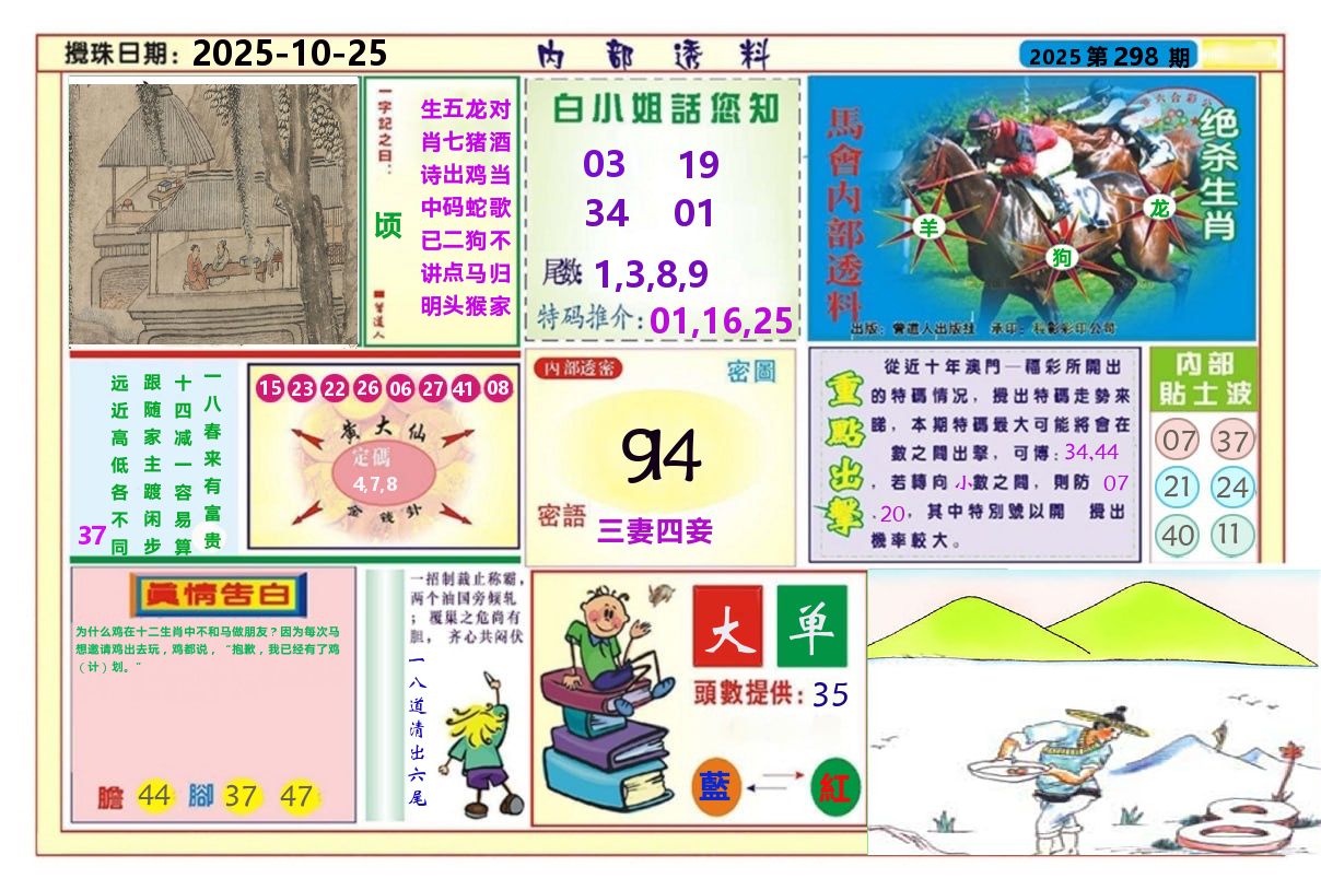 澳门内部透料A 第298期