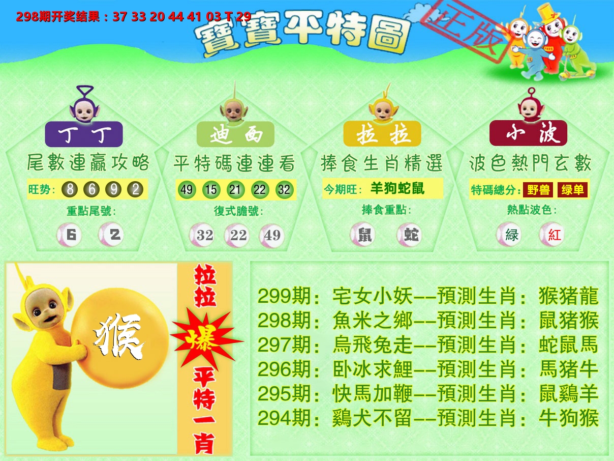 天线宝宝平特图 第299期