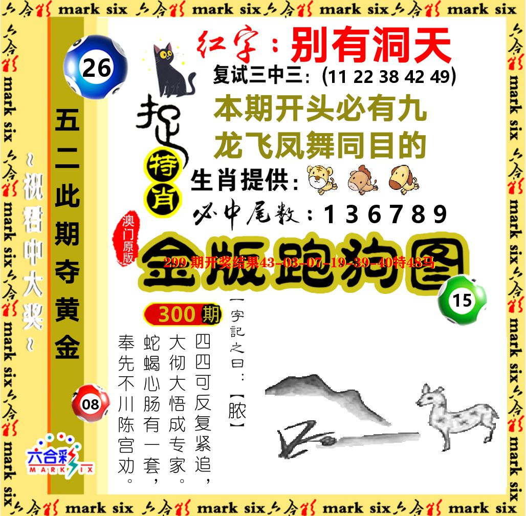 金版跑狗图 第300期