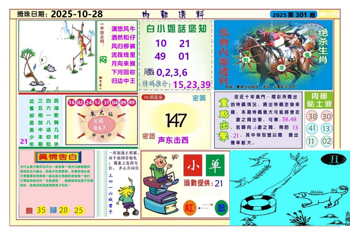 澳门内部透料A 第301期