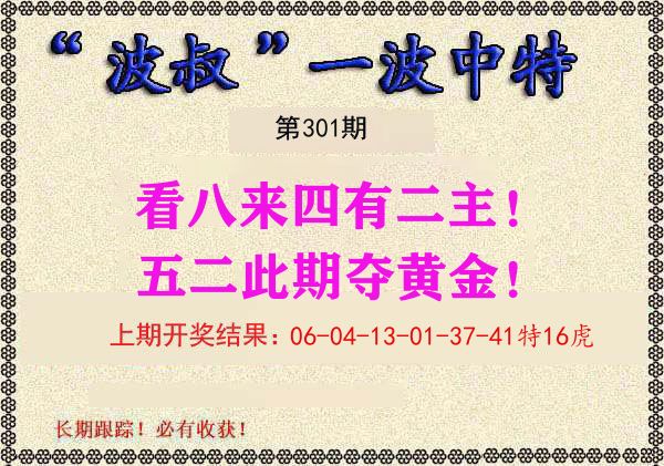 波叔中特 第301期