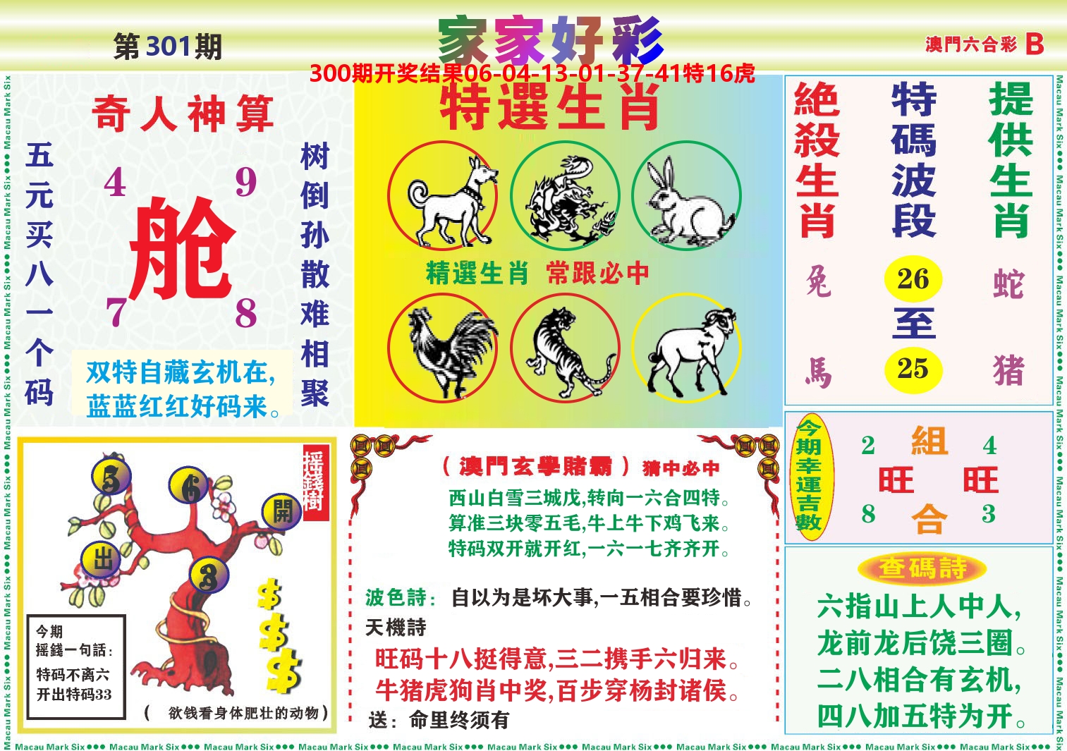 家家好彩B 第301期