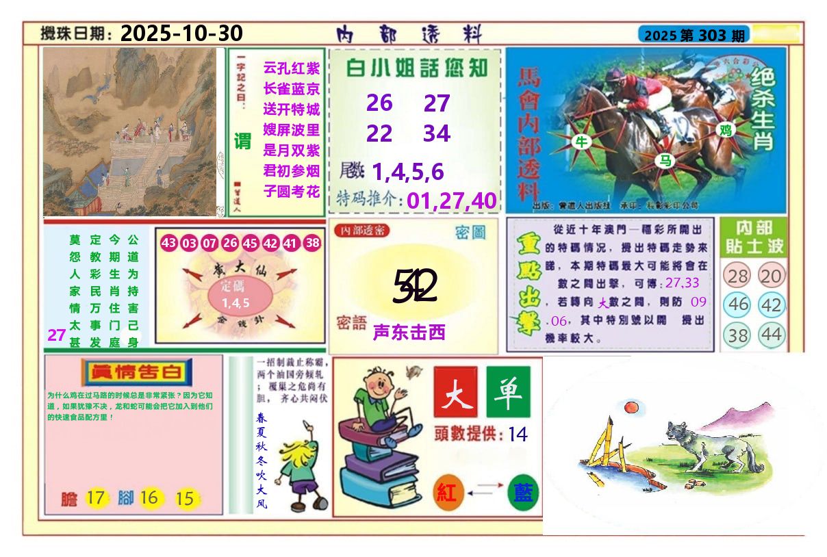 澳门内部透料A 第303期