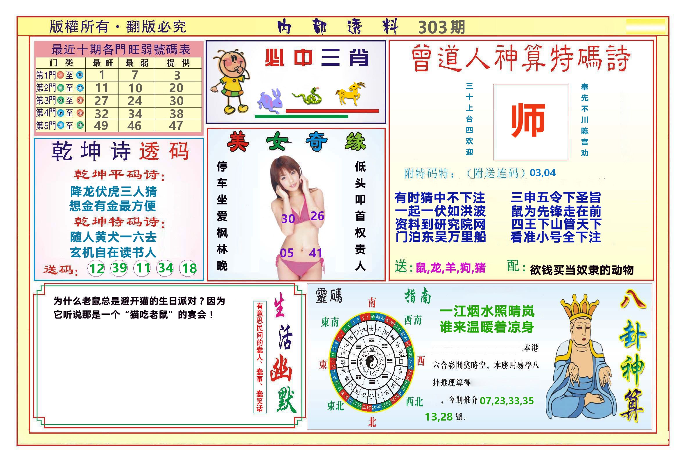 澳门内部透料B 第303期