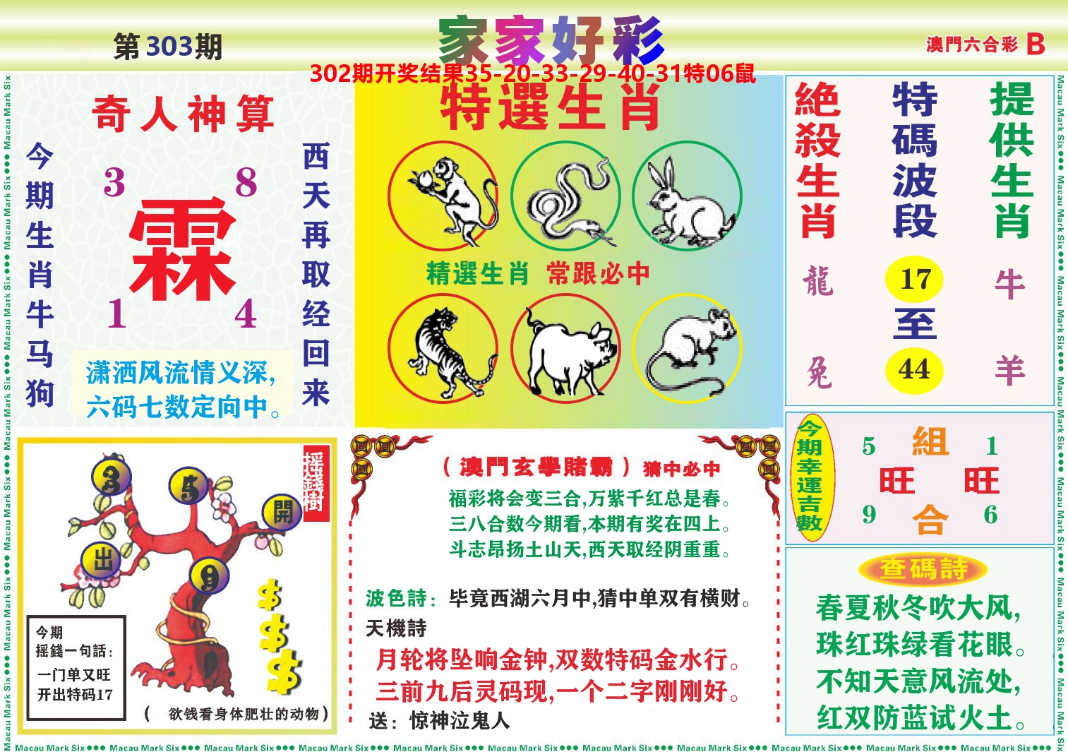 家家好彩B 第303期