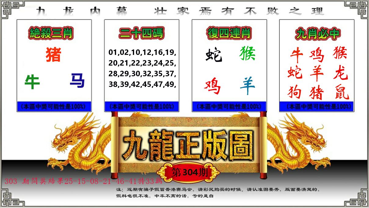 九龙正版图 第304期
