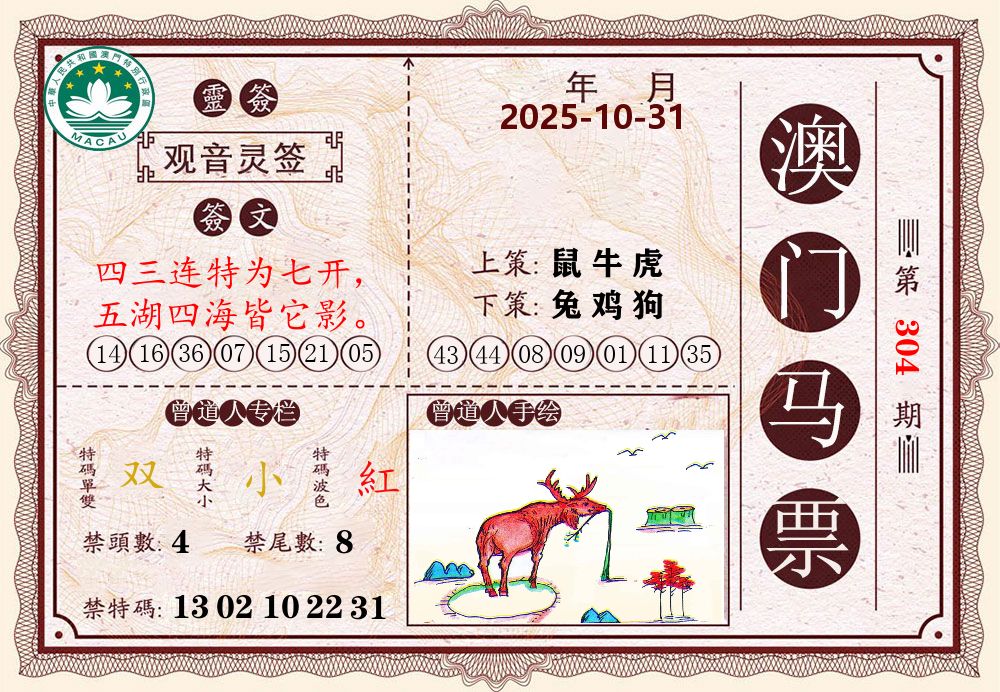 澳门马票 第304期