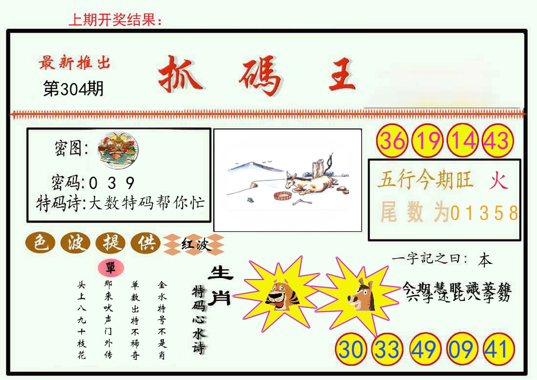 最新抓码王 第304期