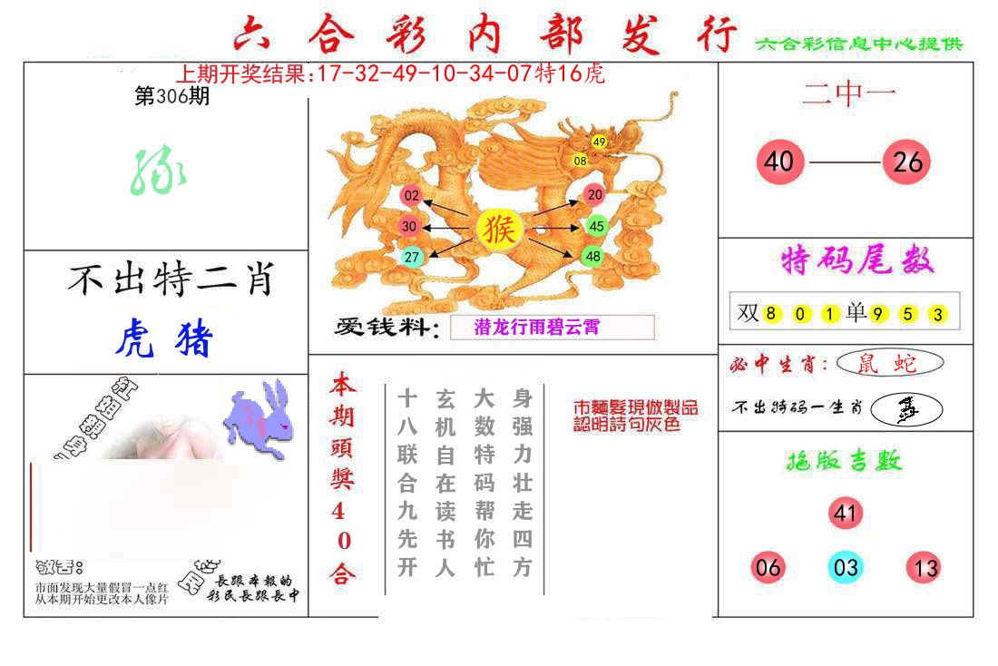 六合彩内部发行 第306期
