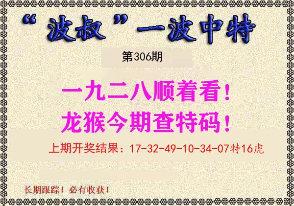 波叔中特 第306期