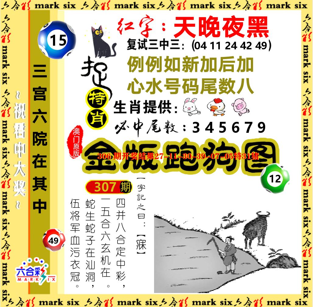 金版跑狗图 第307期
