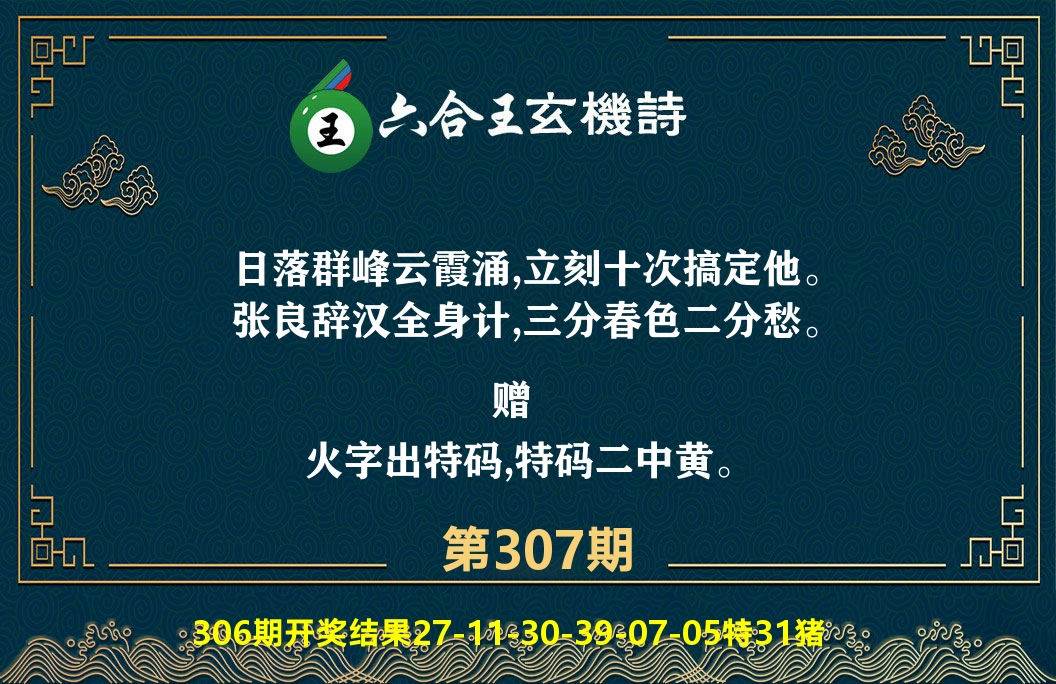 六合王玄机诗 第307期