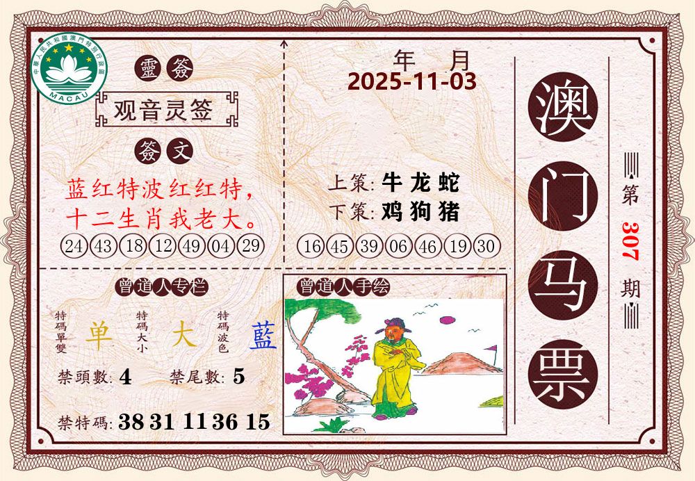 澳门马票 第307期