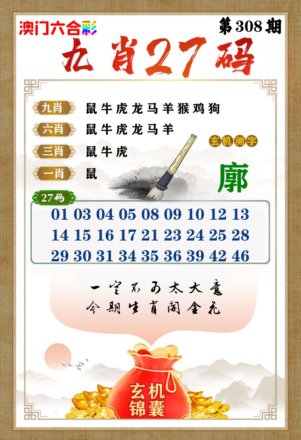 玄机锦囊 第308期