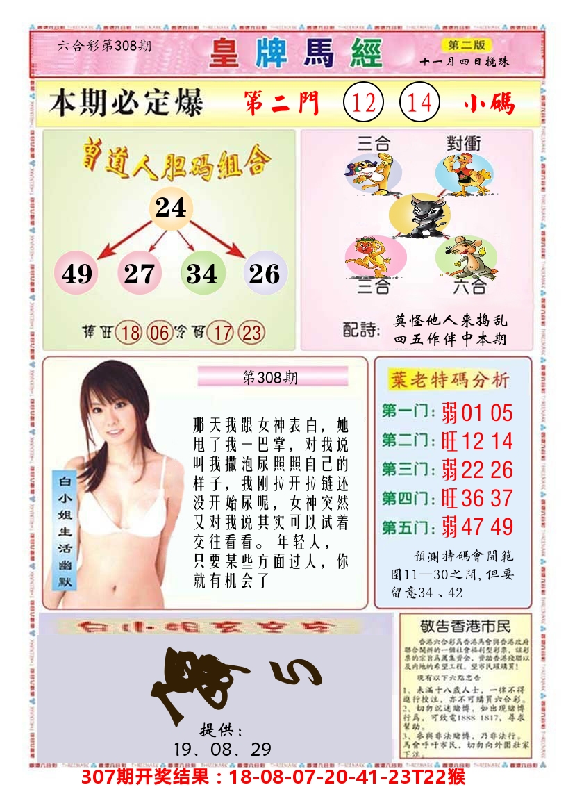 澳门皇牌马经B 第308期