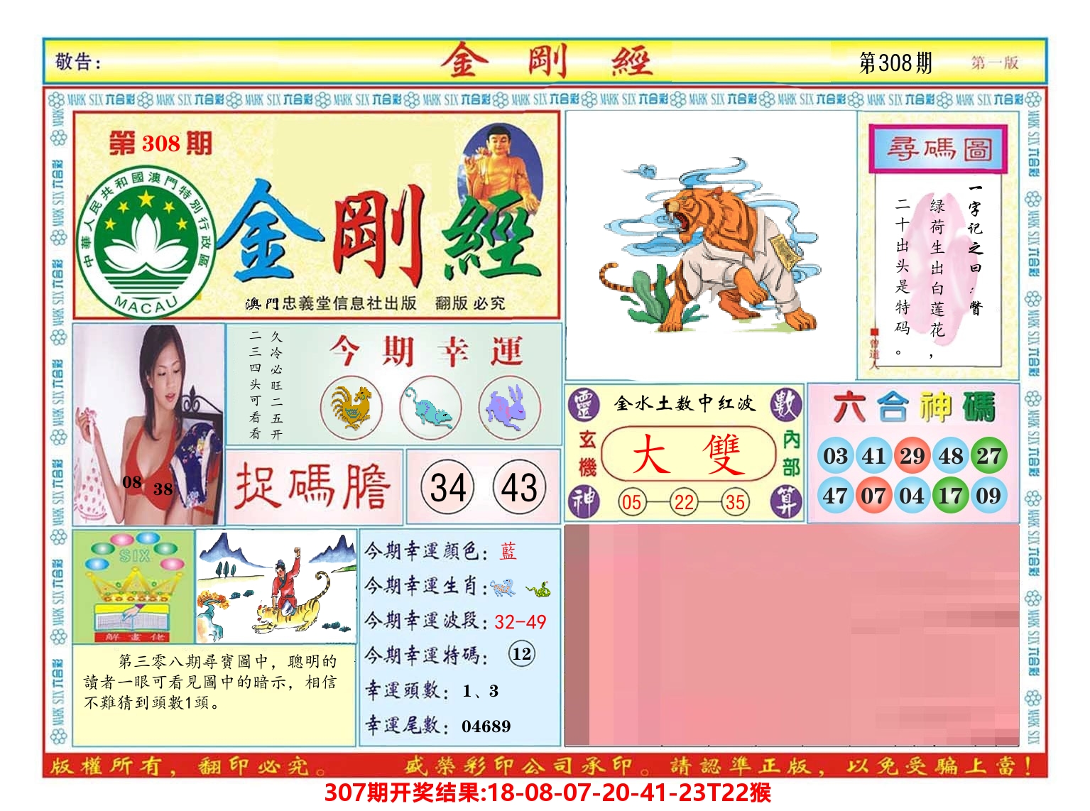 澳门金刚经 第308期
