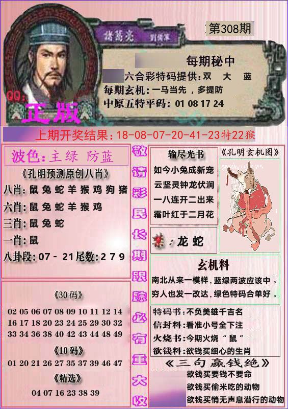诸葛亮正版 第308期