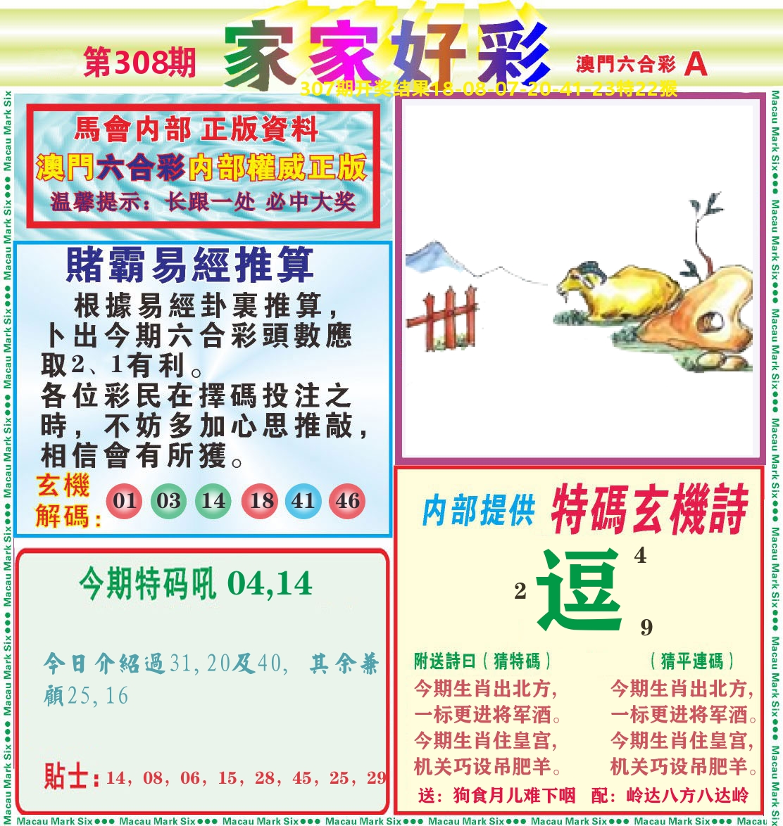 家家好彩A 第308期