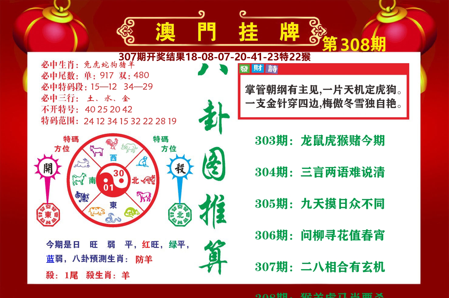 粤彩联盟B 第308期