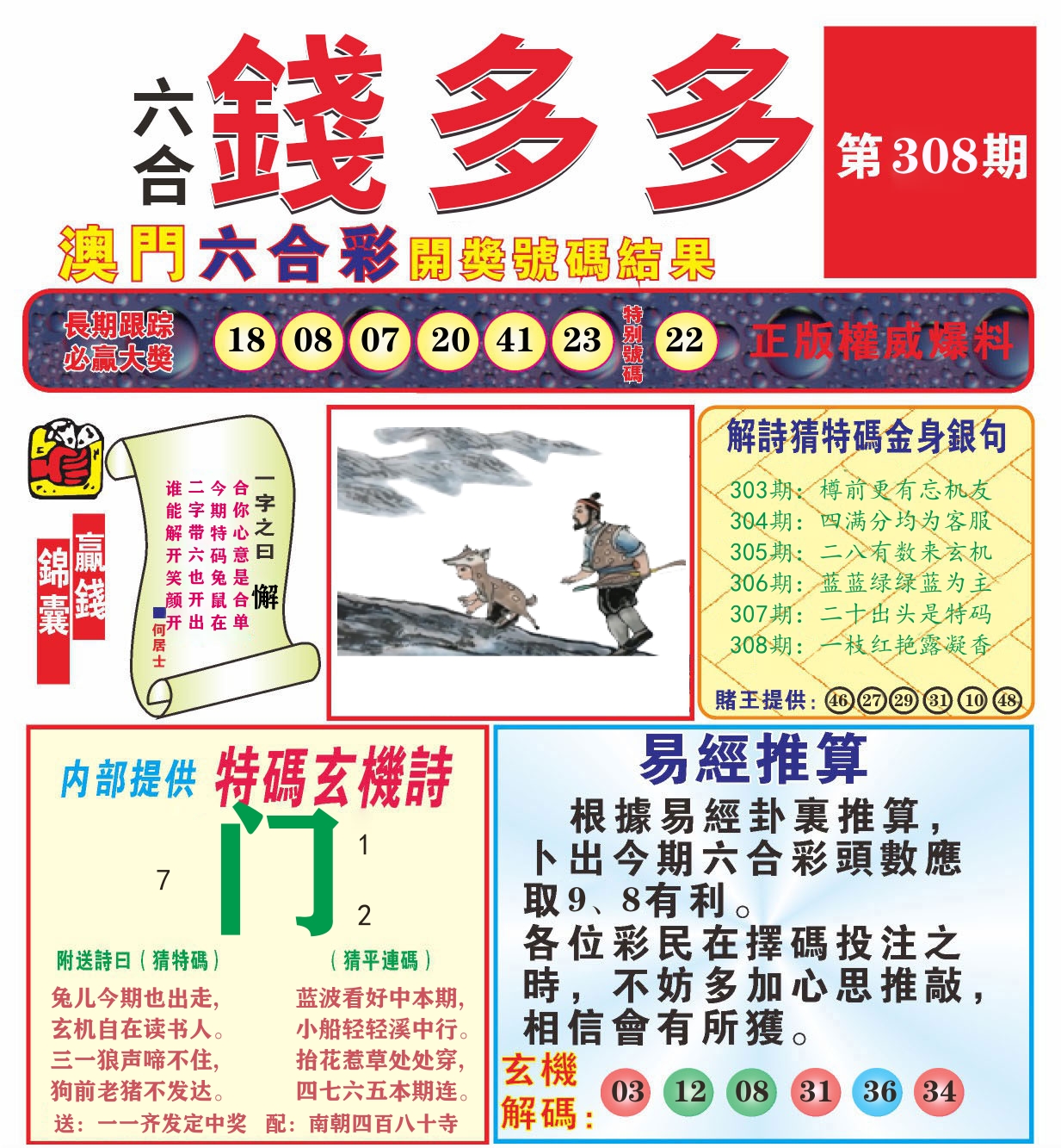 澳门钱多多B 第308期