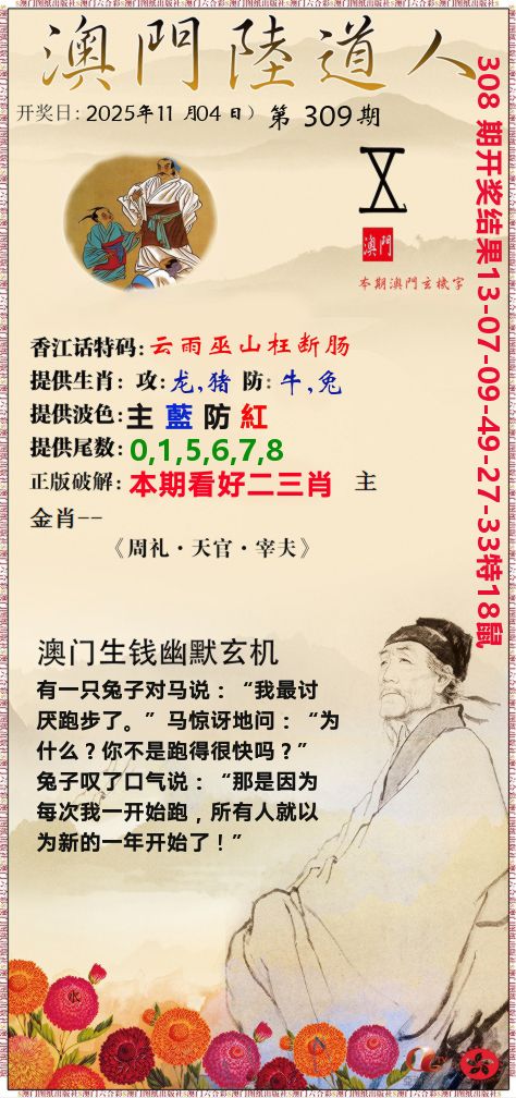 澳门陆道人 第309期