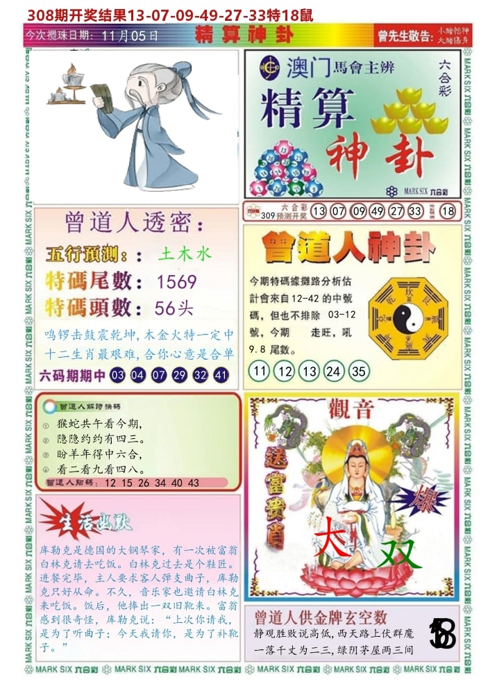 澳门精算神卦 第309期