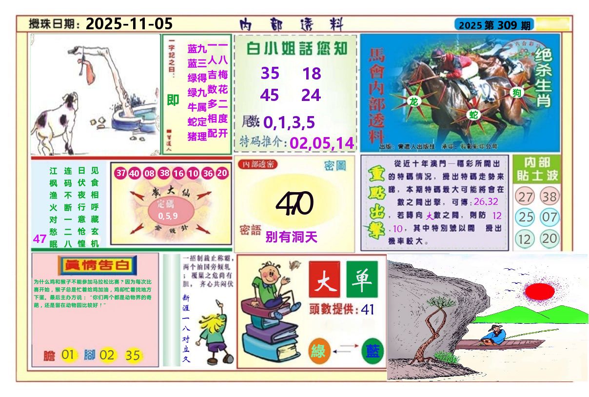 澳门内部透料A 第309期