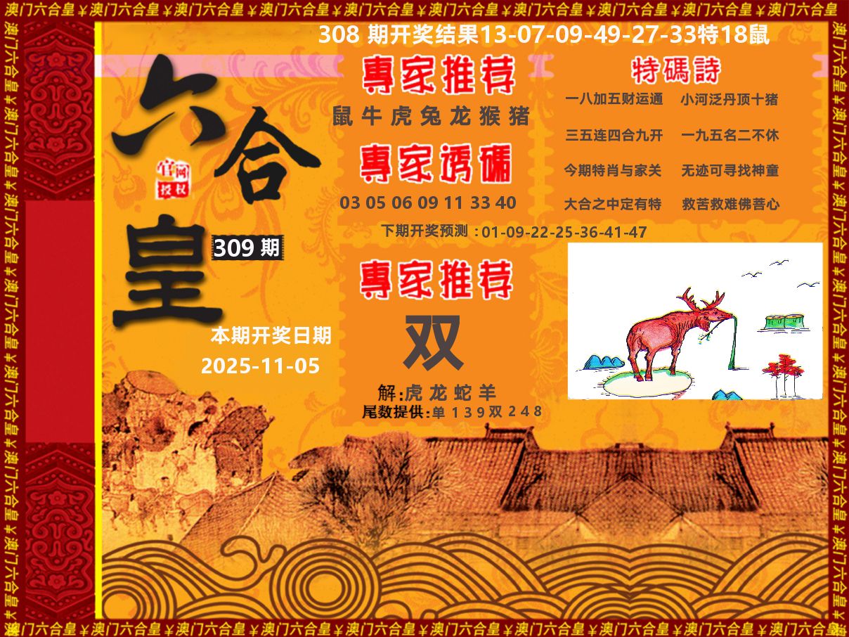 六合皇系列 第309期