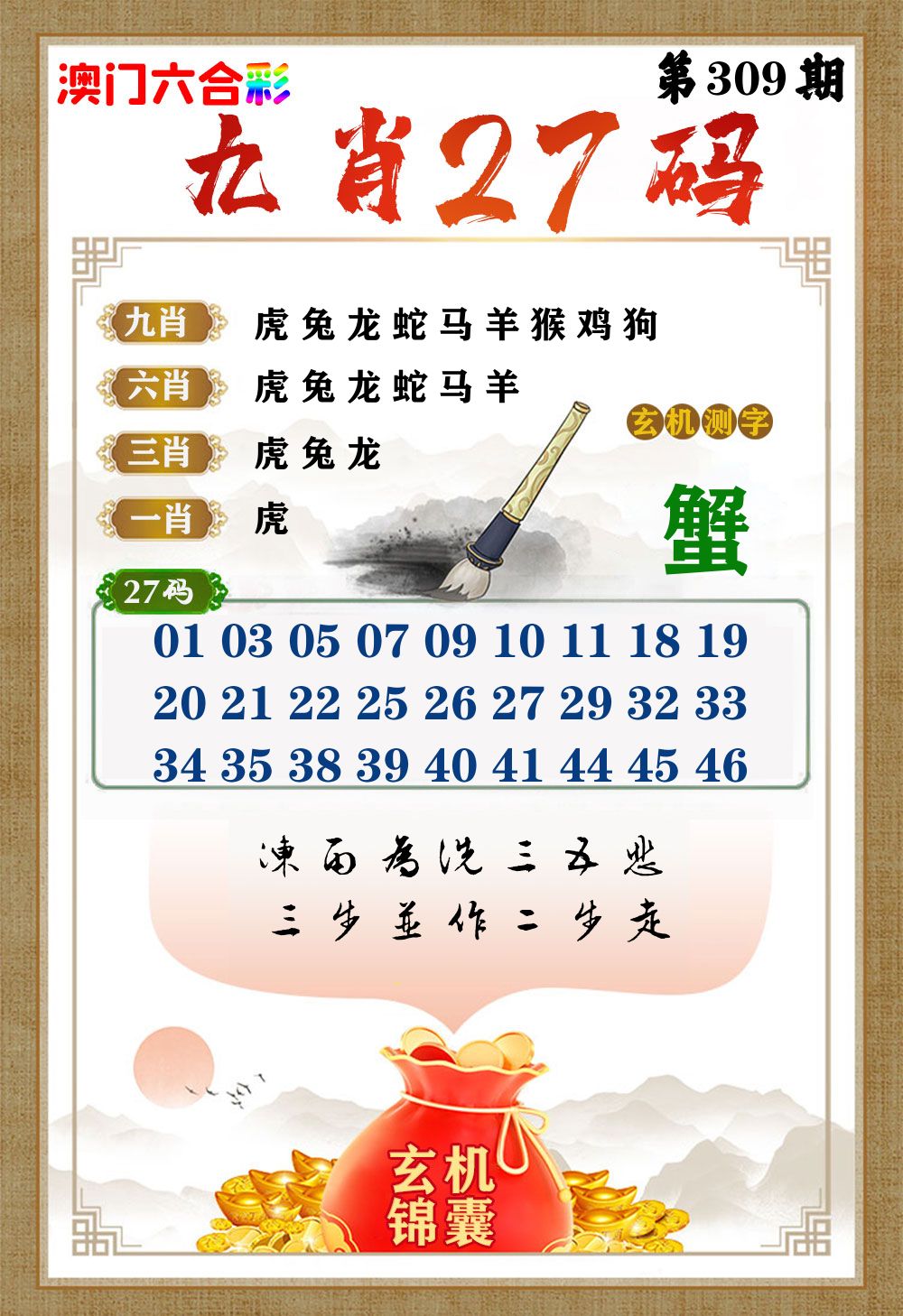 玄机锦囊 第309期