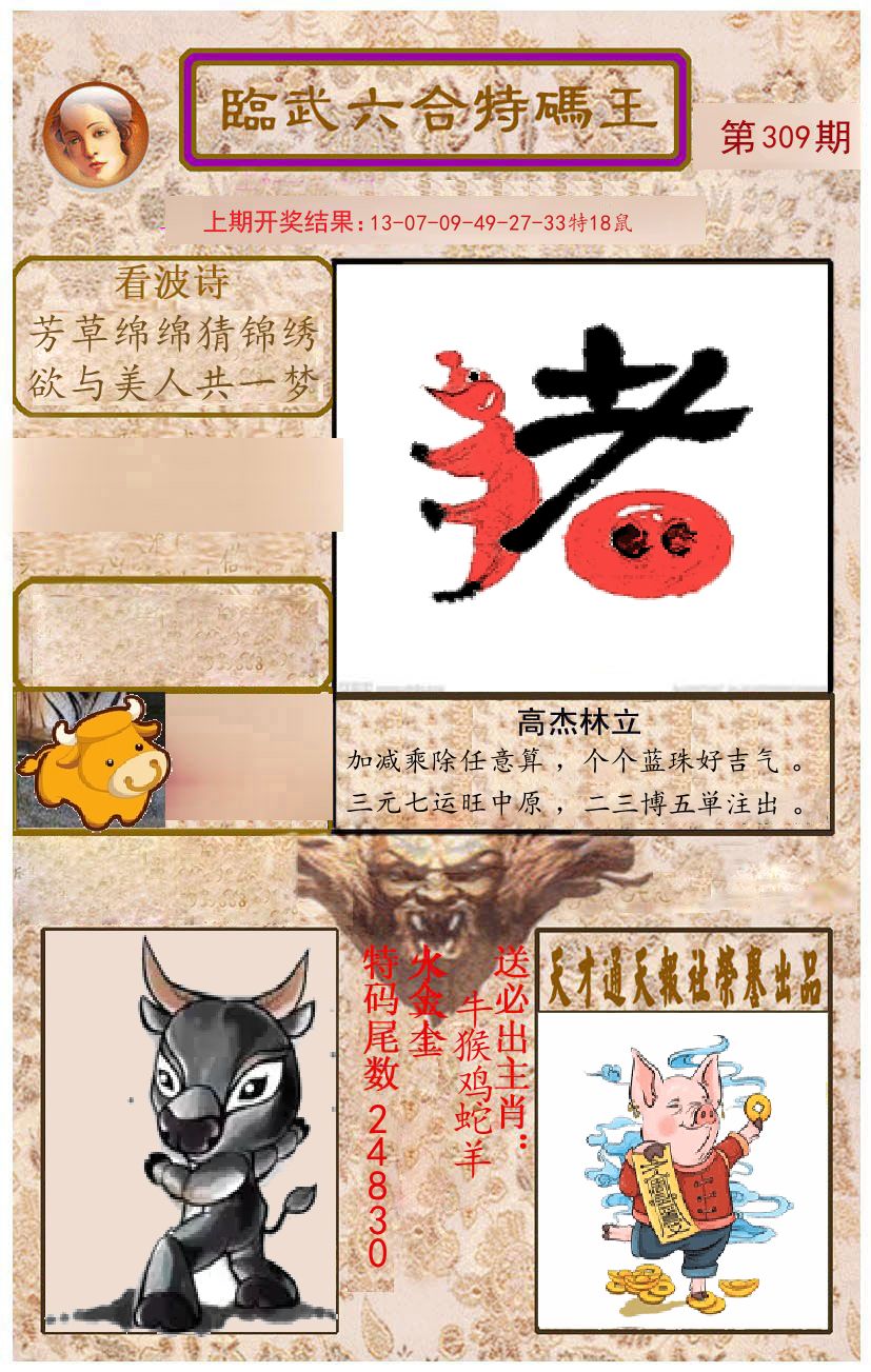臨武六合特码王 第309期