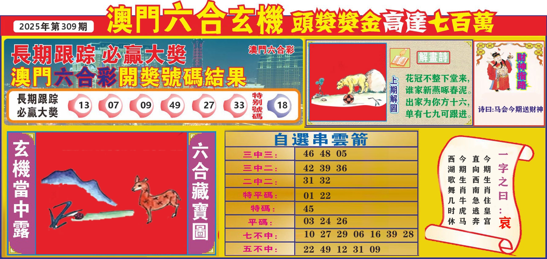 七星彩图C 第309期