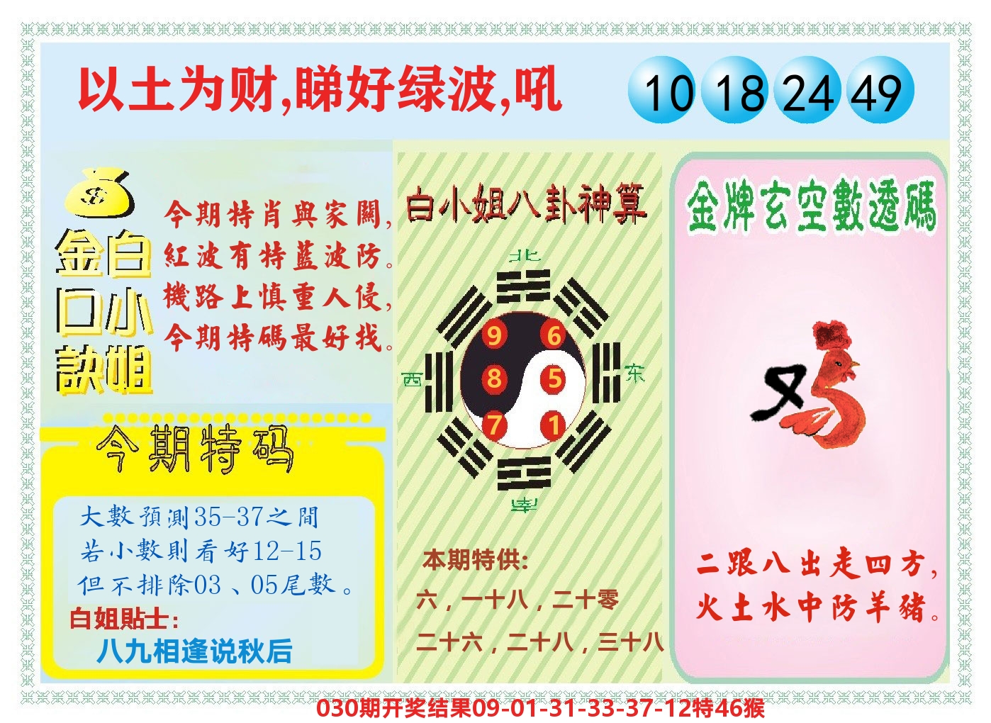 白小姐金口决 第31期