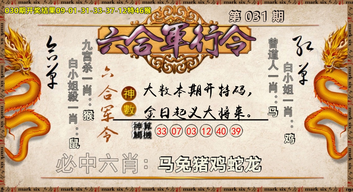 六合军行令 第31期