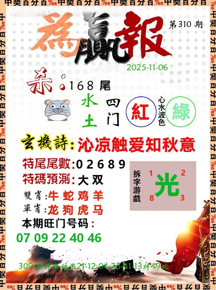 为赢报 第310期