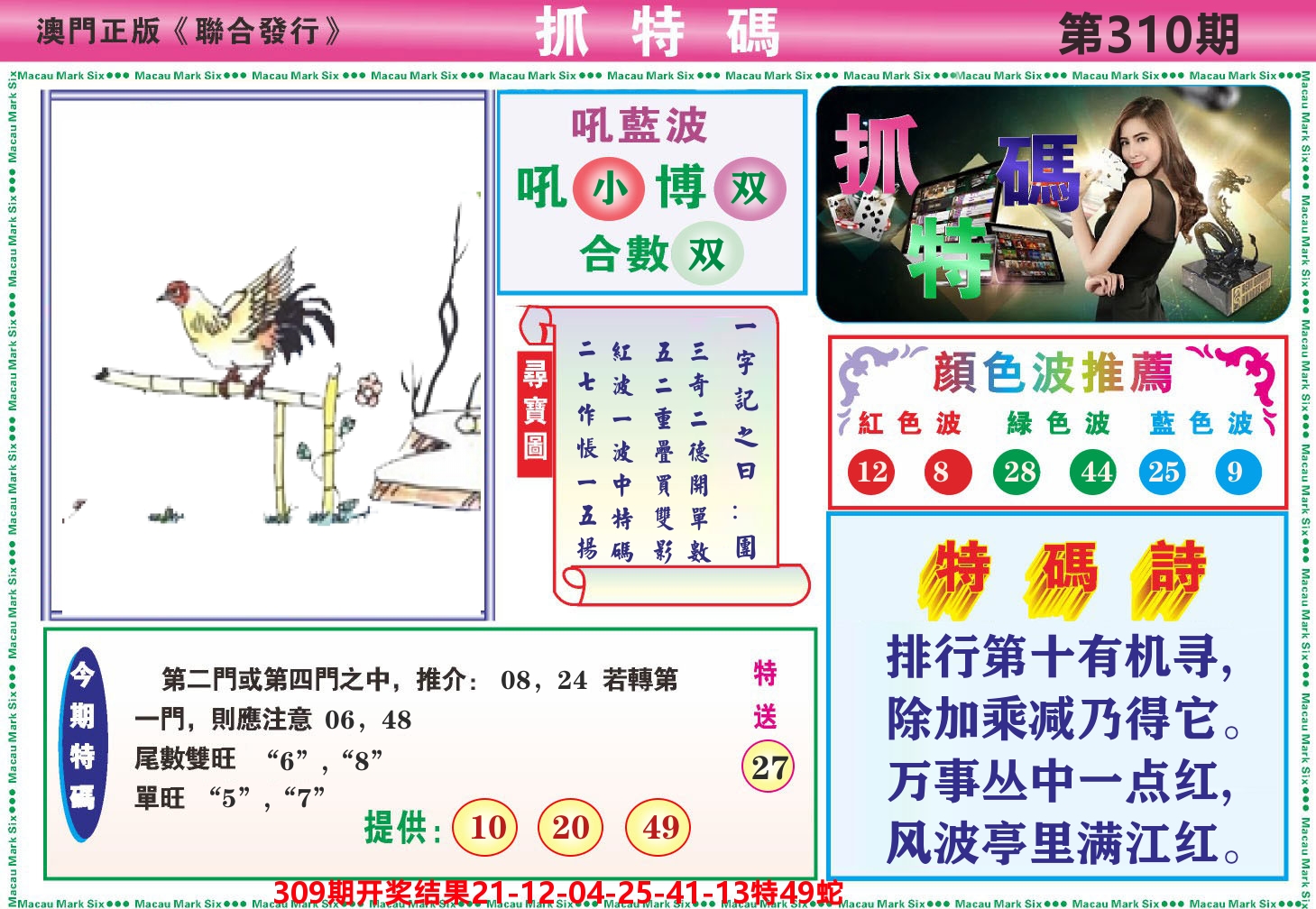 澳门抓特码A 第310期